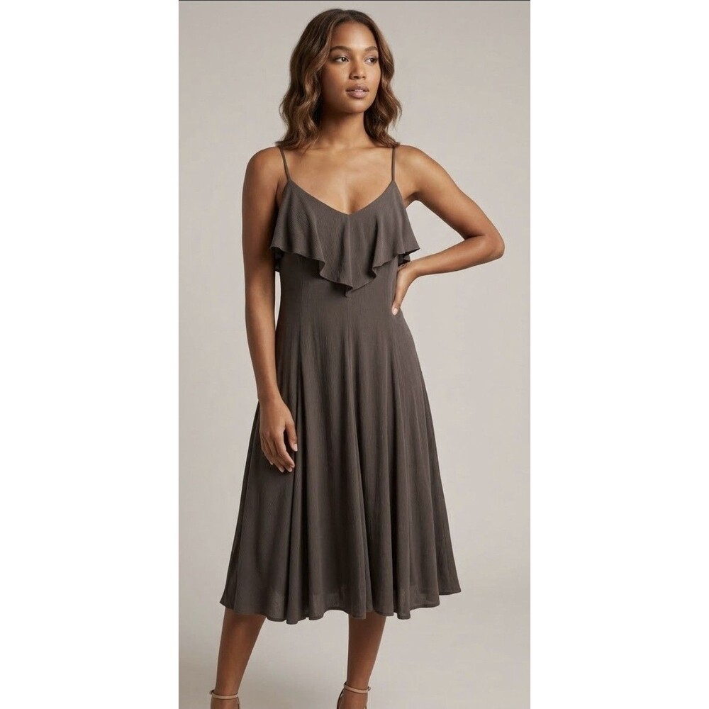 Anthropologie Dress Women Size Medium Ruffle Green Mini Summer Sadie & Sage